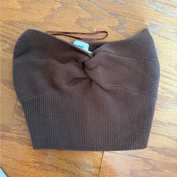 Princess Polly Chocolate Knit Bandeau top - Picture 4 of 4